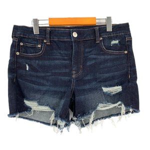 American Eagle Midi Shorts Blue Distressed Ripped Next Level Stretch